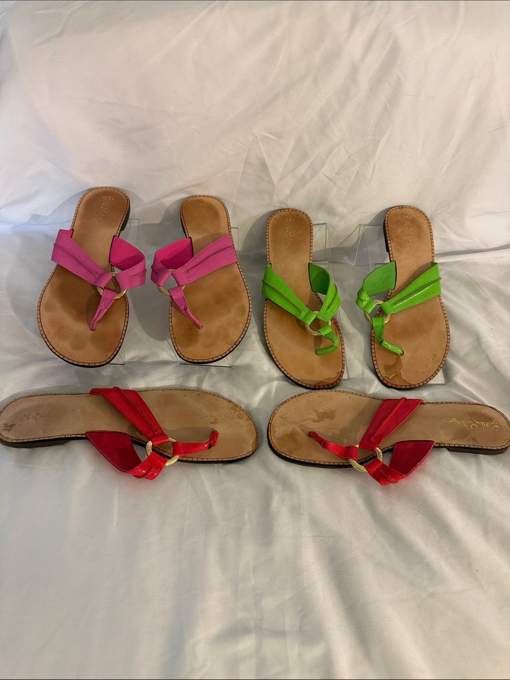 Lilly Pulitzer McKim Women’s Bright Pink, Green & Dark Pink Slide Sandals
